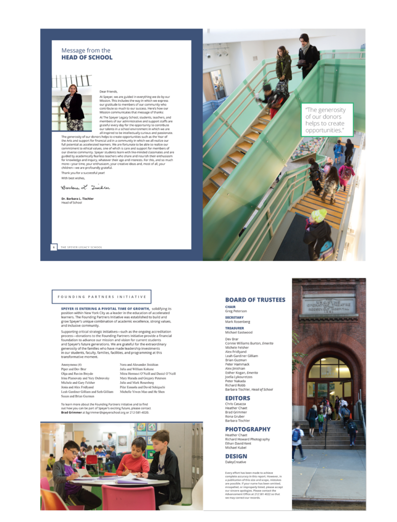 Speyer School NYC marketing materials - Annual Report 