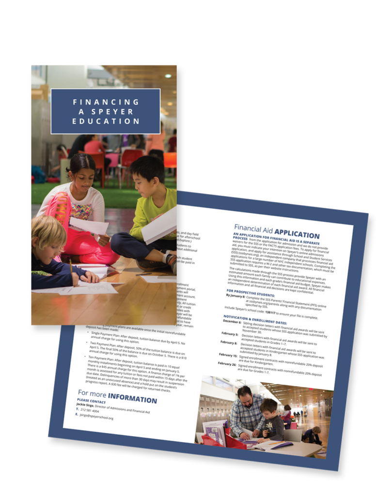 Speyer School NYC marketing materials - Financial Assist brochure